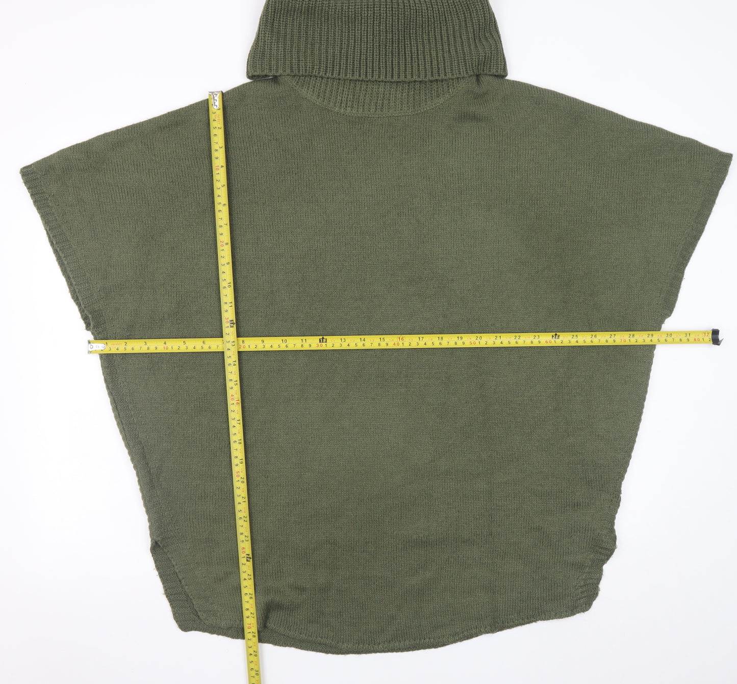 New Look Women's Green Roll Neck Sleeveless Cape Jumper Size 12