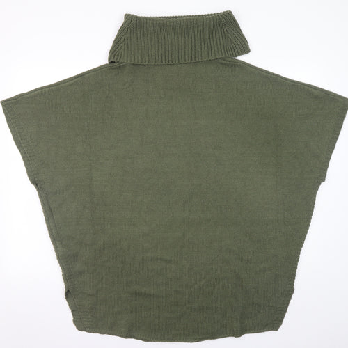 New Look Women's Green Roll Neck Sleeveless Cape Jumper Size 12
