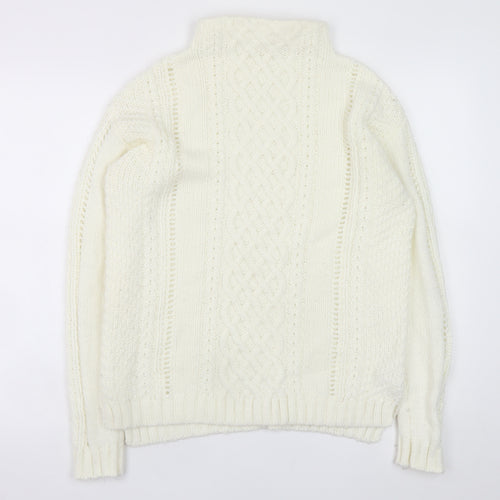 Tu Women Ivory Cable-Knit High Neck Jumper Size 12
