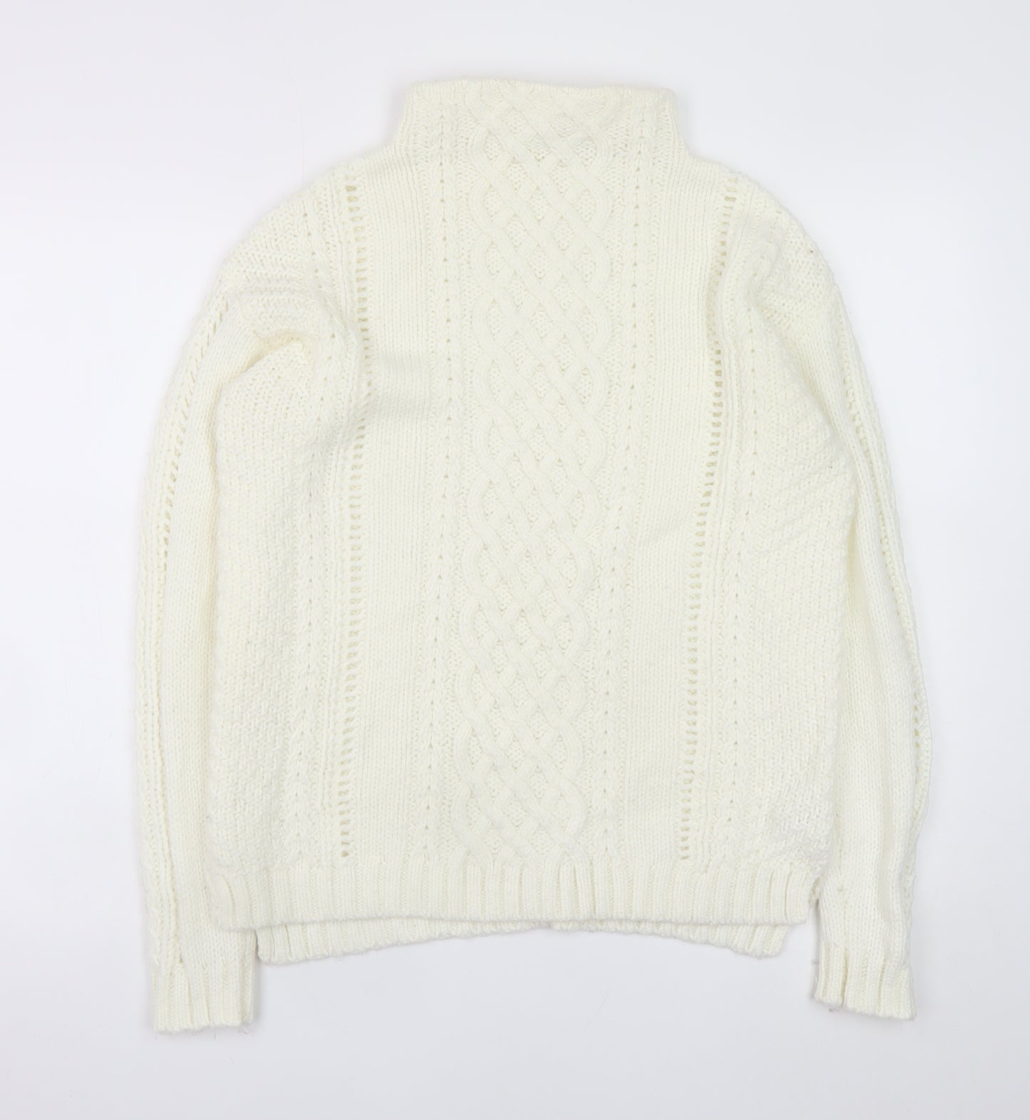 Tu Women Ivory Cable-Knit High Neck Jumper Size 12