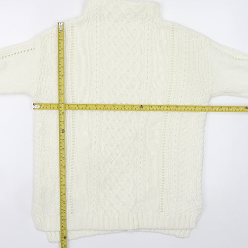 Tu Women Ivory Cable-Knit High Neck Jumper Size 12