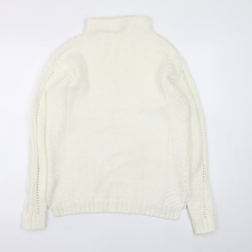 Tu Women Ivory Cable-Knit High Neck Jumper Size 12