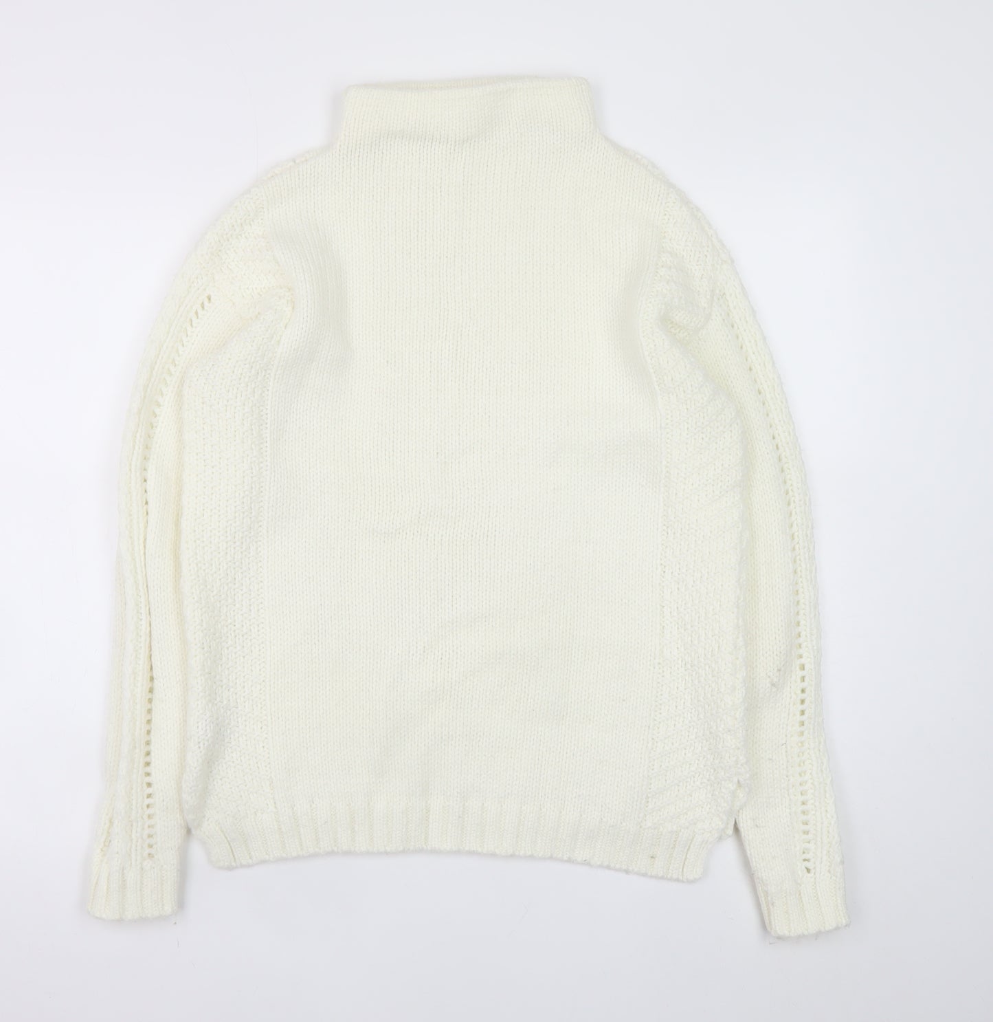 Tu Women Ivory Cable-Knit High Neck Jumper Size 12