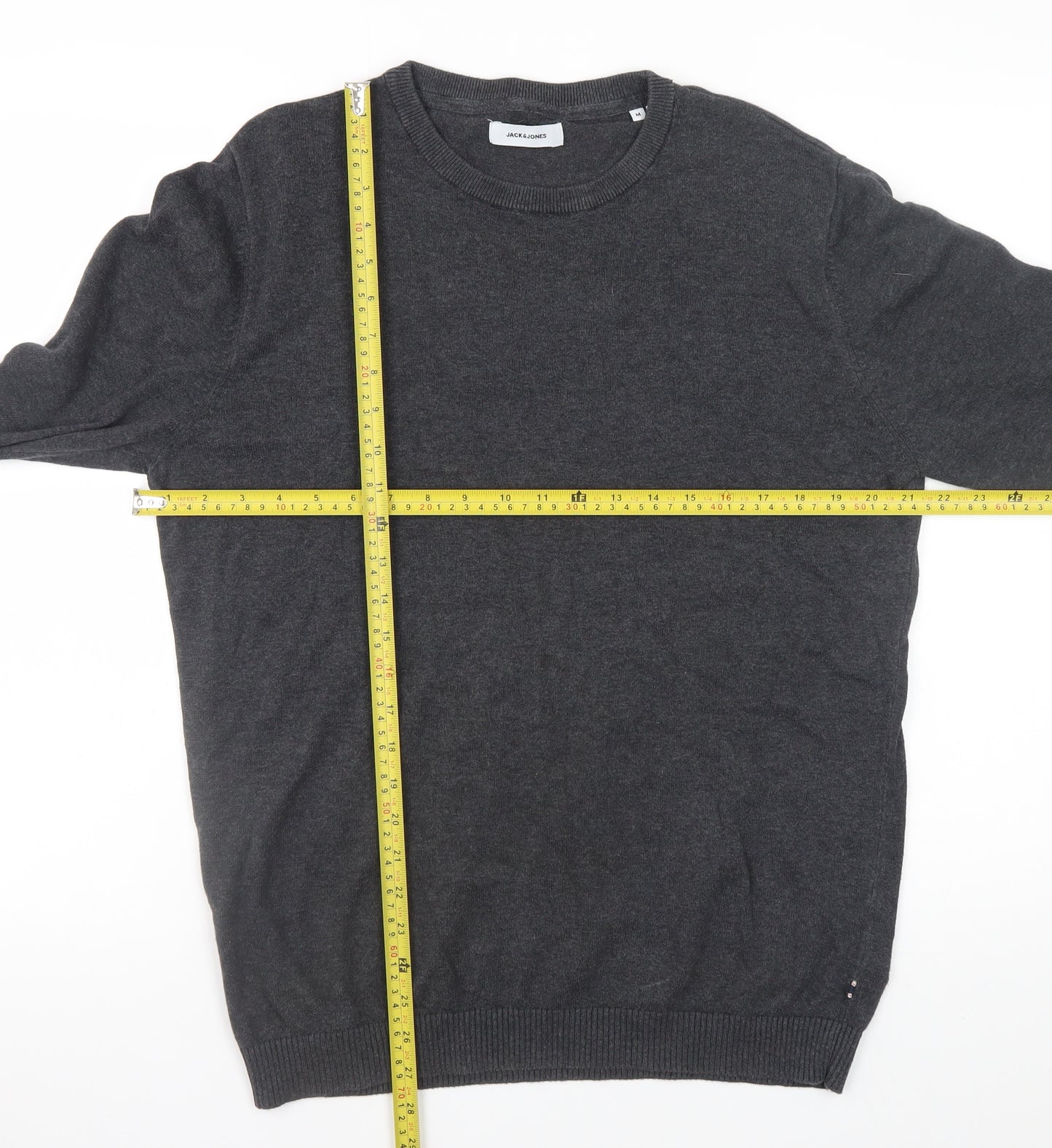 Jack & Jones Men's Grey Crew Neck Cotton Blend Pullover Jumper M