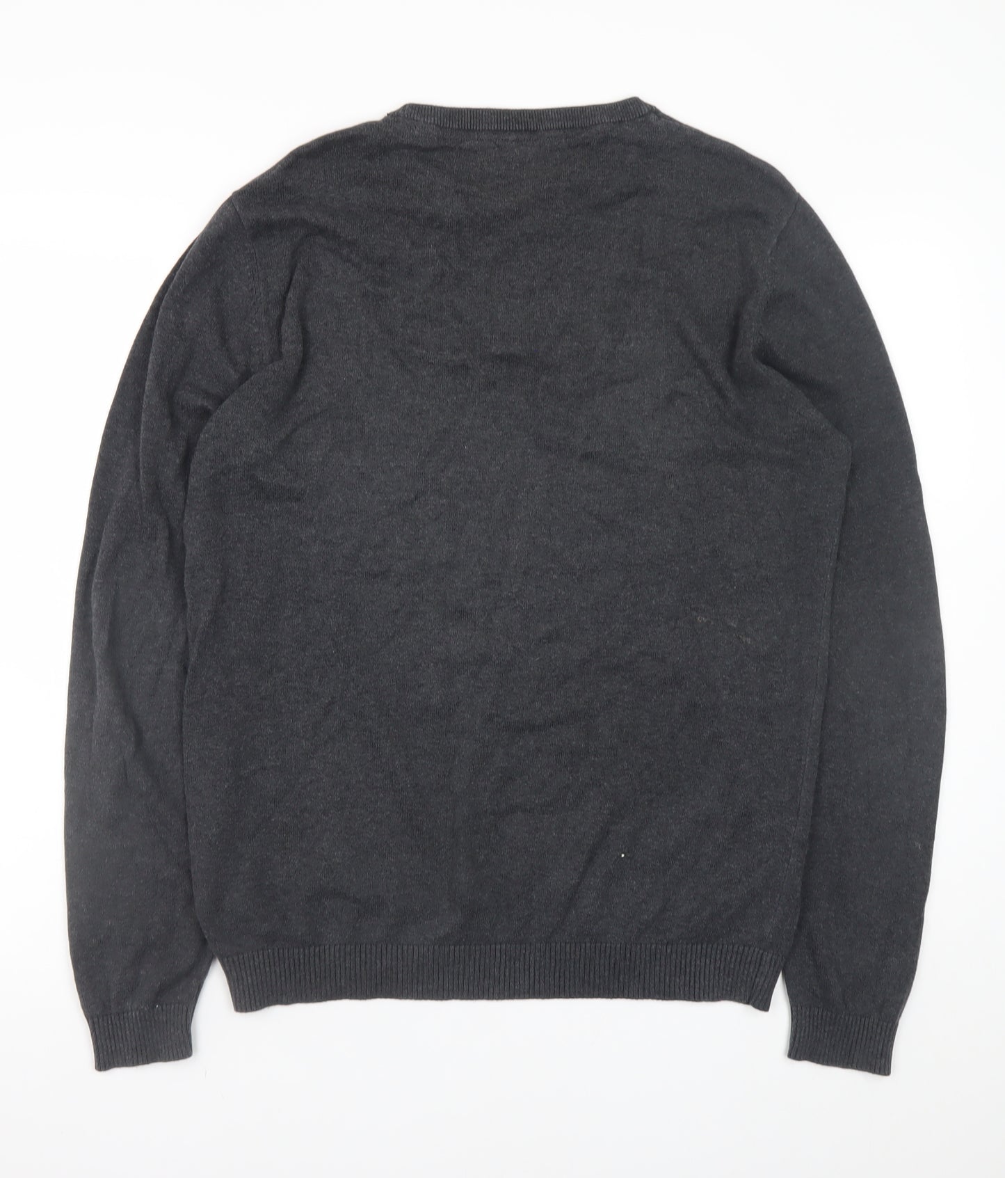 Jack & Jones Men's Grey Crew Neck Cotton Blend Pullover Jumper M