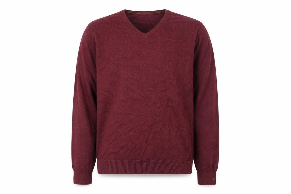 Haworth Men's Red V-Neck Cotton Jumper 2XL Regular Fit