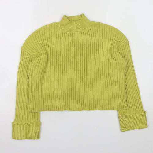 New Look Women Green Mock Neck Ribbed Knit Jumper Size S