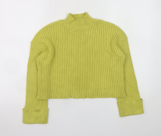 New Look Women Green Mock Neck Ribbed Knit Jumper Size S