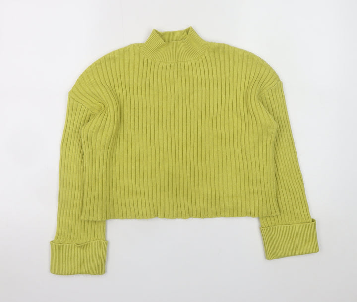 New Look Women Green Mock Neck Ribbed Knit Jumper Size S