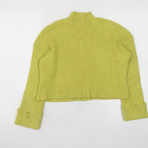 New Look Women Green Mock Neck Ribbed Knit Jumper Size S