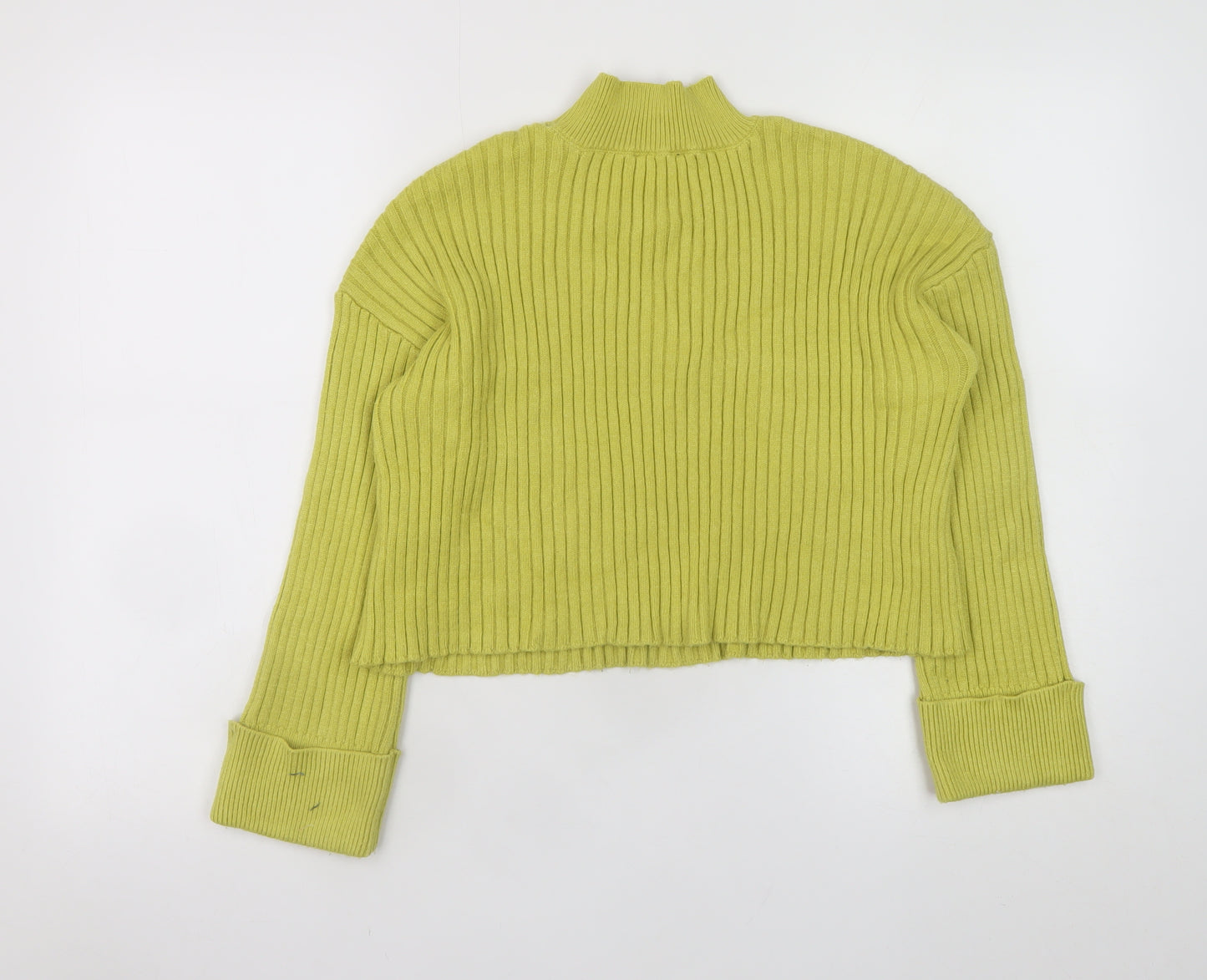 New Look Women Green Mock Neck Ribbed Knit Jumper Size S