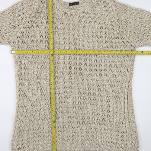 Atmosphere Women Beige Open Knit Long Sleeve Pullover Jumper Size 16