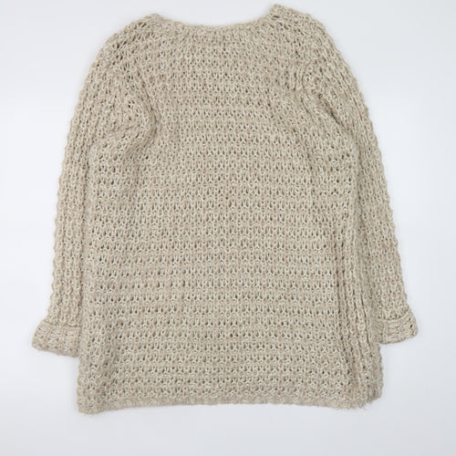 Atmosphere Women Beige Open Knit Long Sleeve Pullover Jumper Size 16