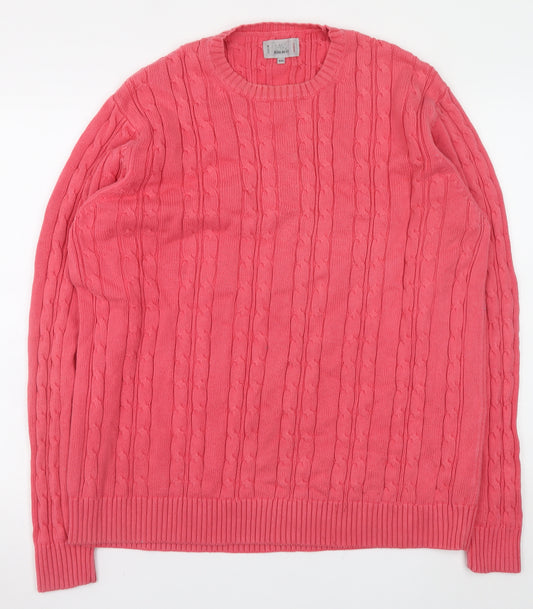 Marks and Spencer Men's Pink Cable-Knit Cotton Jumper 2XL