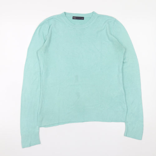 Marks and Spencer Women's Green Size 8 Crew Neck Acrylic Jumper