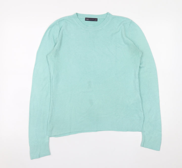 Marks and Spencer Women's Green Size 8 Crew Neck Acrylic Jumper