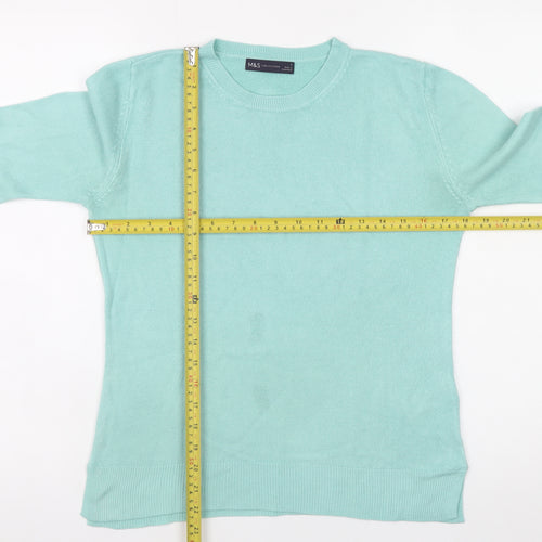Marks and Spencer Women's Green Size 8 Crew Neck Acrylic Jumper