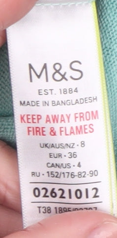 Marks and Spencer Women's Green Size 8 Crew Neck Acrylic Jumper