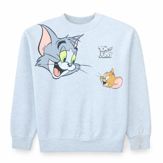 Front view of Primark Women’s Light Grey Tom and Jerry XS Pullover Sweatshirt