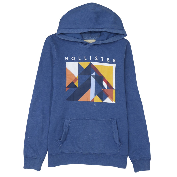 Hollister Men's Blue Pullover Hoodie S Graphic Print Cotton Blend