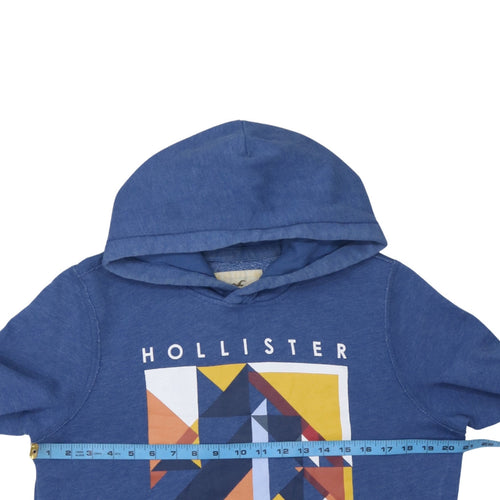 Hollister Men's Blue Pullover Hoodie S Graphic Print Cotton Blend
