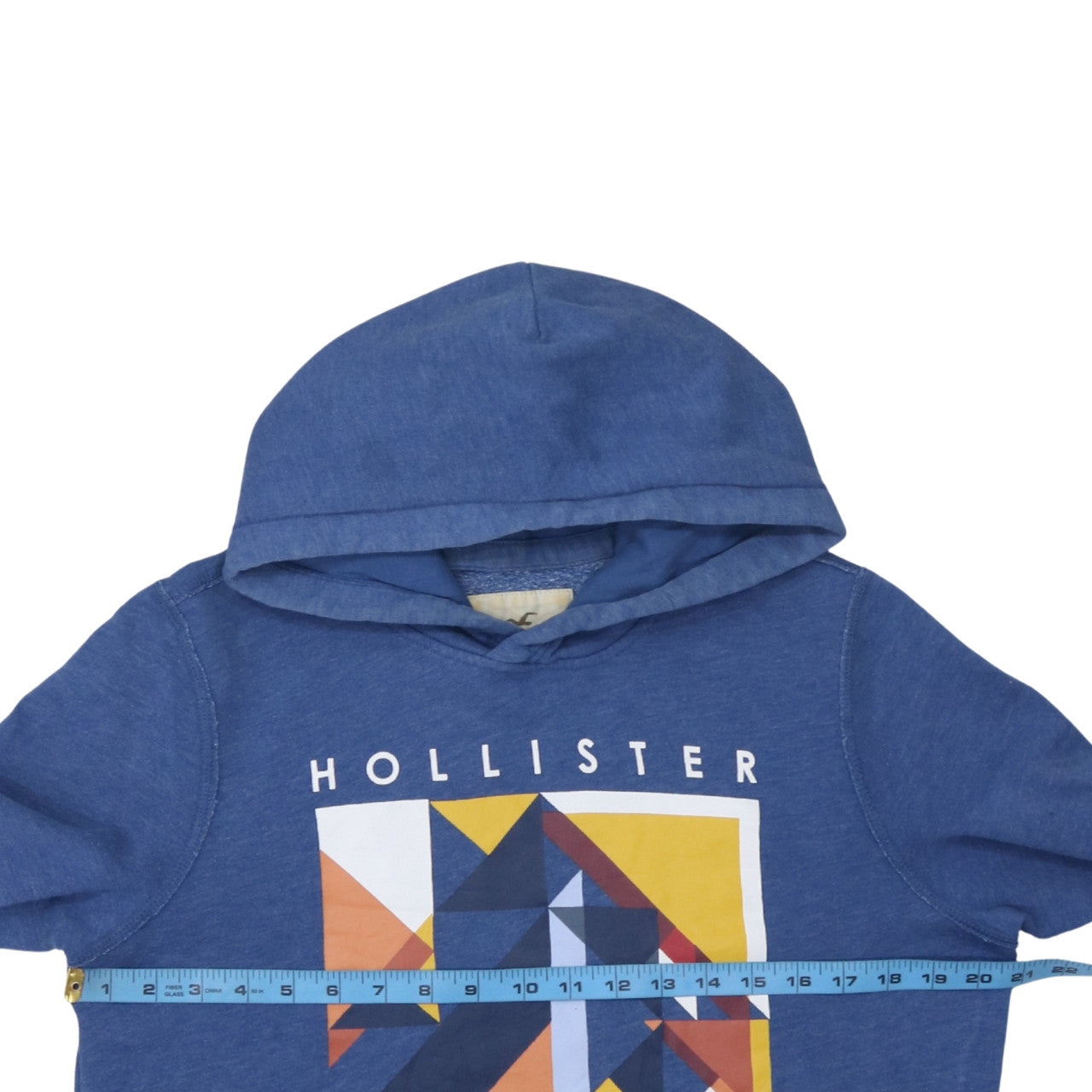 Hollister Men's Blue Pullover Hoodie S Graphic Print Cotton Blend