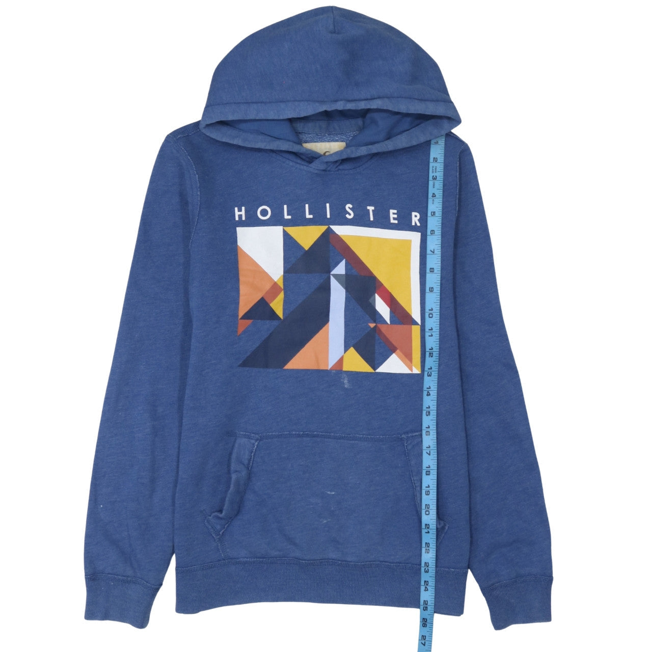 Hollister Men's Blue Pullover Hoodie S Graphic Print Cotton Blend