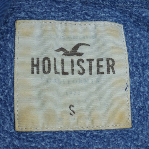 Hollister Men's Blue Pullover Hoodie S Graphic Print Cotton Blend