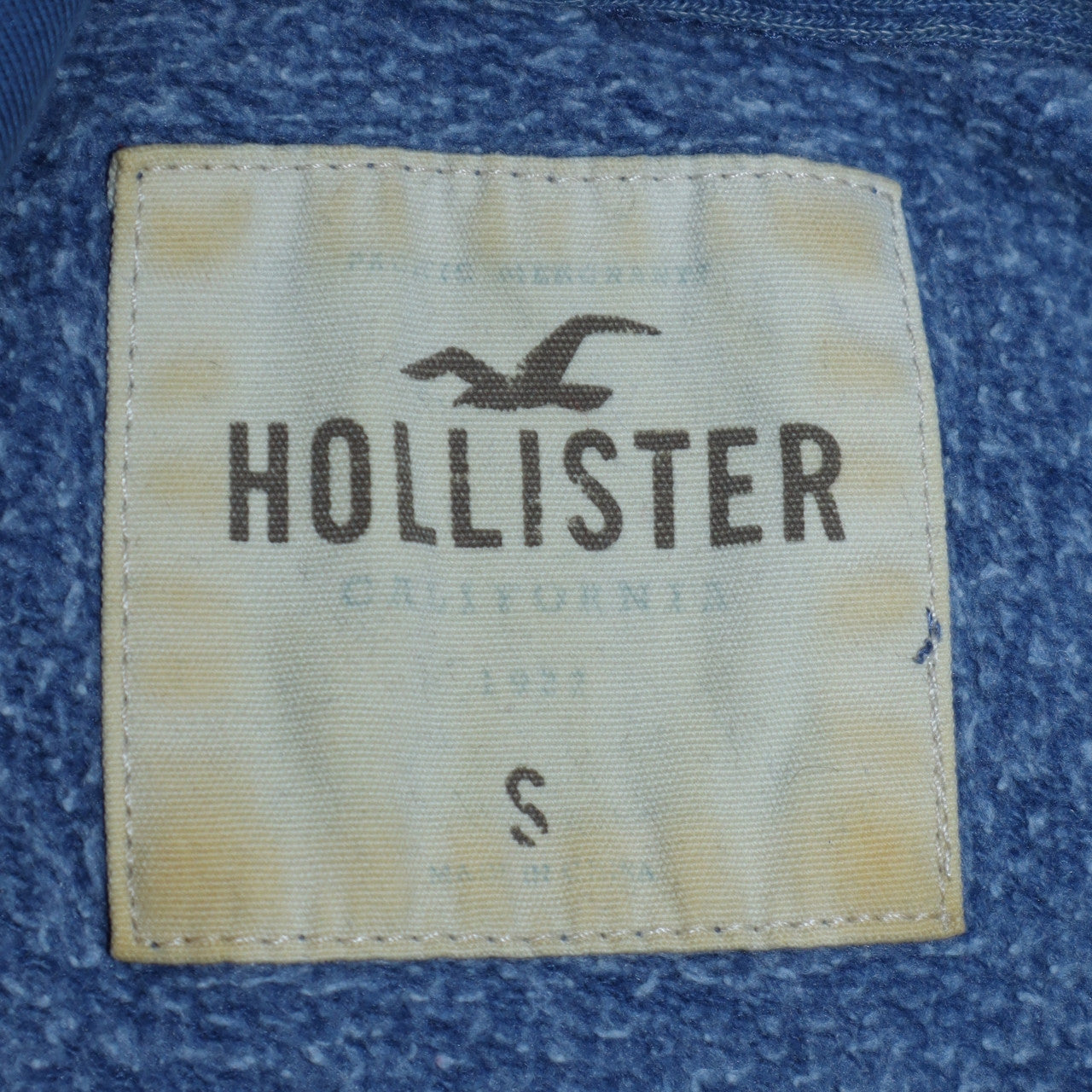 Hollister Men's Blue Pullover Hoodie S Graphic Print Cotton Blend