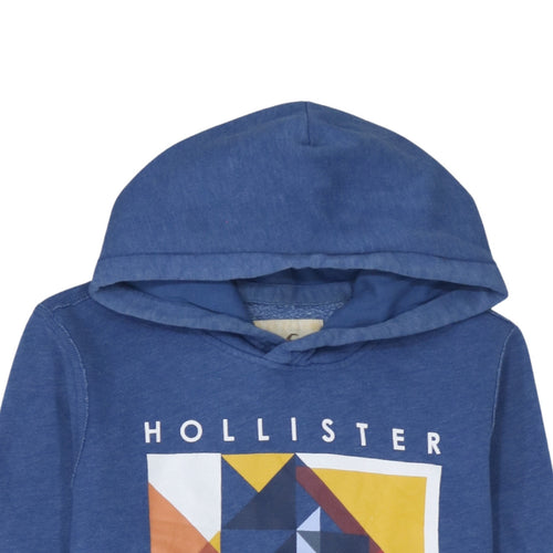 Hollister Men's Blue Pullover Hoodie S Graphic Print Cotton Blend