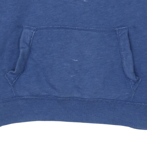 Hollister Men's Blue Pullover Hoodie S Graphic Print Cotton Blend