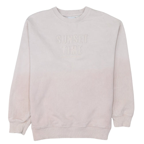 Zara Girls Beige Sweatshirt 11-12 Years Pullover Crew Neck Embroidered