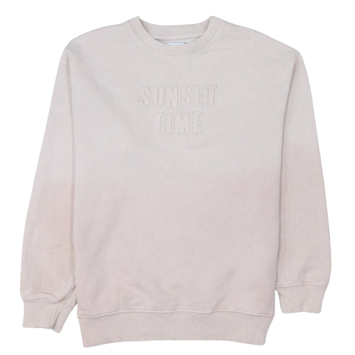 Zara Girls Beige Sweatshirt 11-12 Years Pullover Crew Neck Embroidered