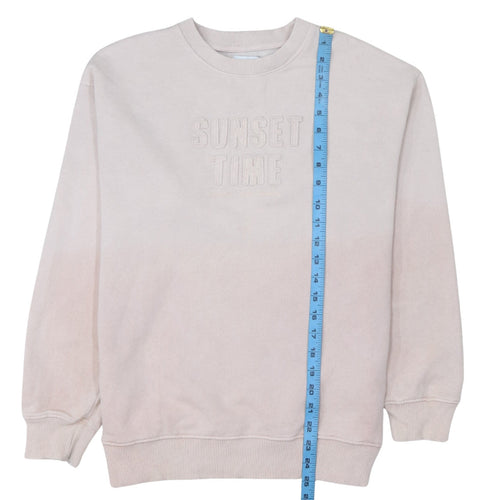 Zara Girls Beige Sweatshirt 11-12 Years Pullover Crew Neck Embroidered