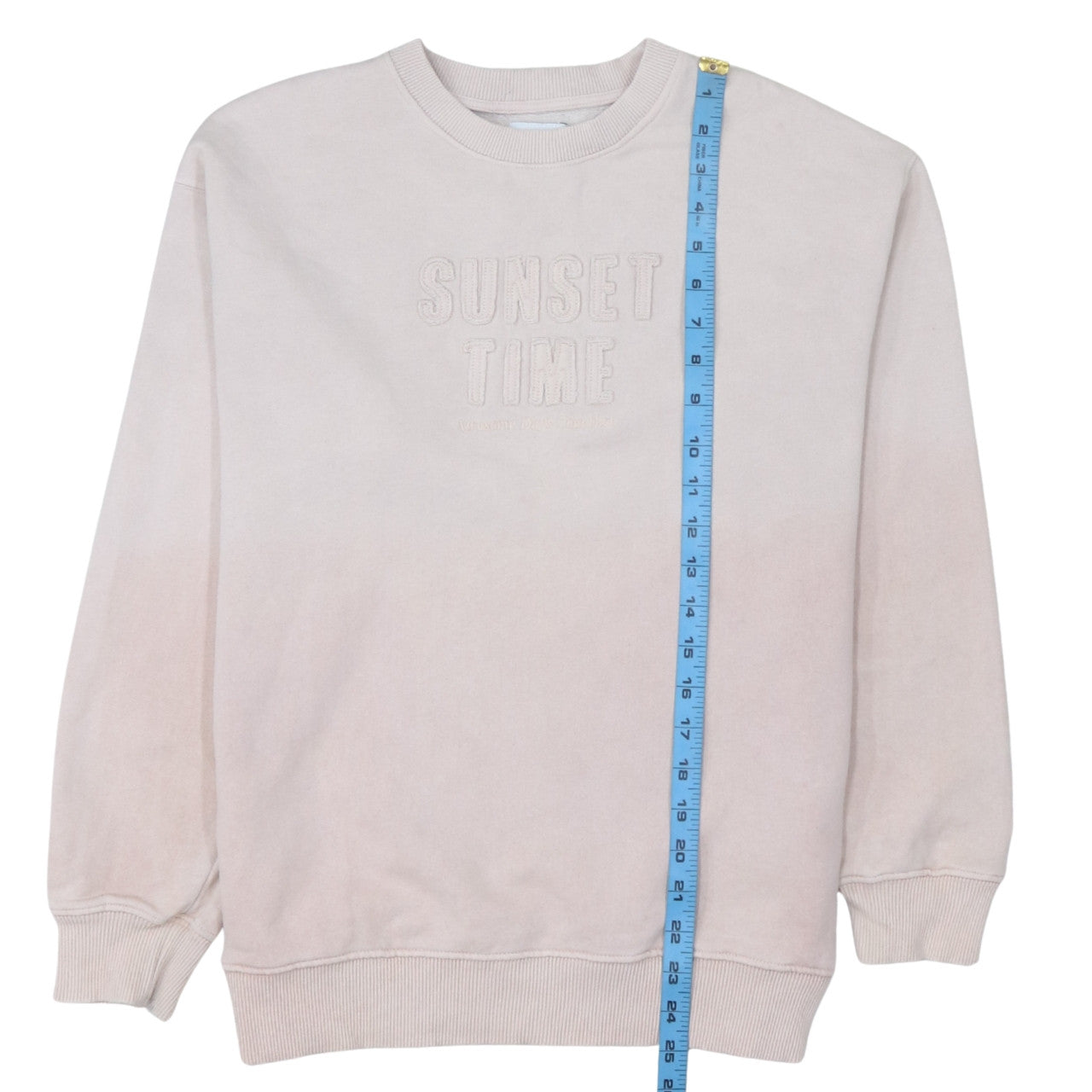 Zara Girls Beige Sweatshirt 11-12 Years Pullover Crew Neck Embroidered