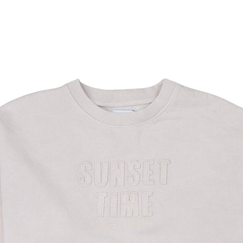 Zara Girls Beige Sweatshirt 11-12 Years Pullover Crew Neck Embroidered