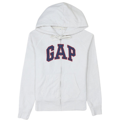 GAP Women's White Full Zip Hoodie XS Cotton Blend Logo Casual