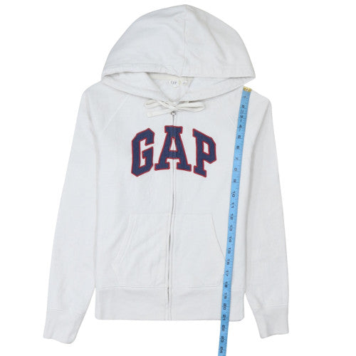 GAP Women's White Full Zip Hoodie XS Cotton Blend Logo Casual