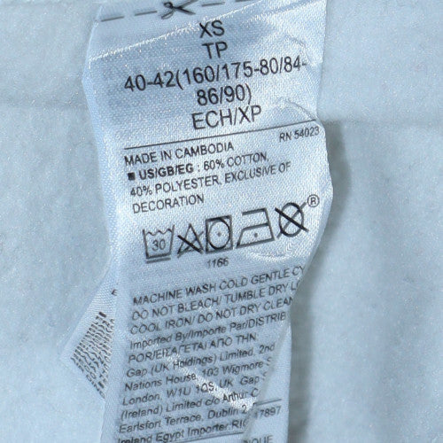 GAP Women's White Full Zip Hoodie XS Cotton Blend Logo Casual