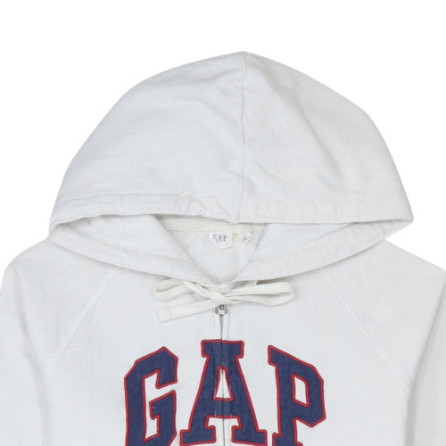 GAP Women's White Full Zip Hoodie XS Cotton Blend Logo Casual