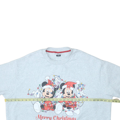 George Disney Women's Grey 2XL Mickey & Minnie Christmas Sweatshirt