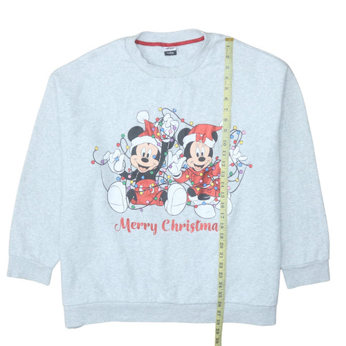George Disney Women's Grey 2XL Mickey & Minnie Christmas Sweatshirt
