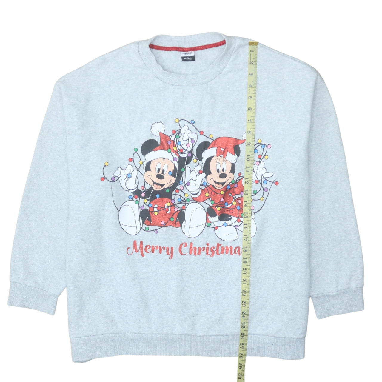 George Disney Women's Grey 2XL Mickey & Minnie Christmas Sweatshirt