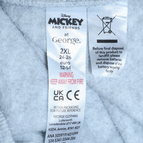 George Disney Women's Grey 2XL Mickey & Minnie Christmas Sweatshirt
