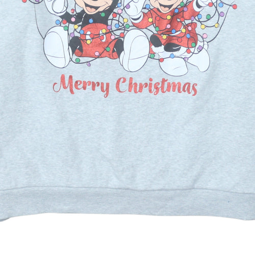 George Disney Women's Grey 2XL Mickey & Minnie Christmas Sweatshirt