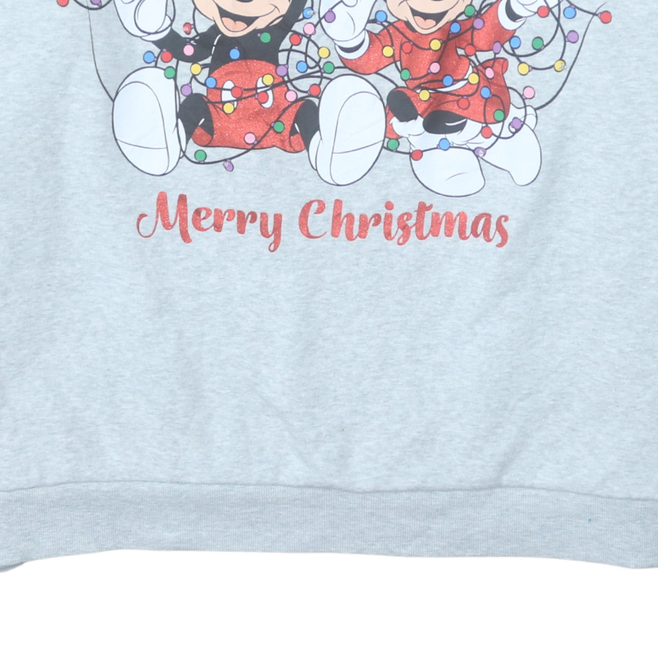 George Disney Women's Grey 2XL Mickey & Minnie Christmas Sweatshirt