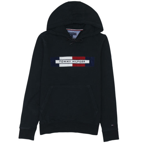 Tommy Hilfiger Men's Black Small Pullover Hoodie with Logo