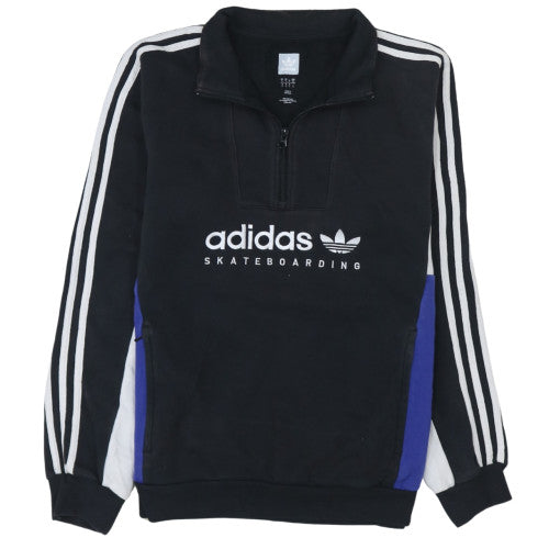 Adidas Mens Black 1/2 Zip Skateboarding Sweatshirt Size S