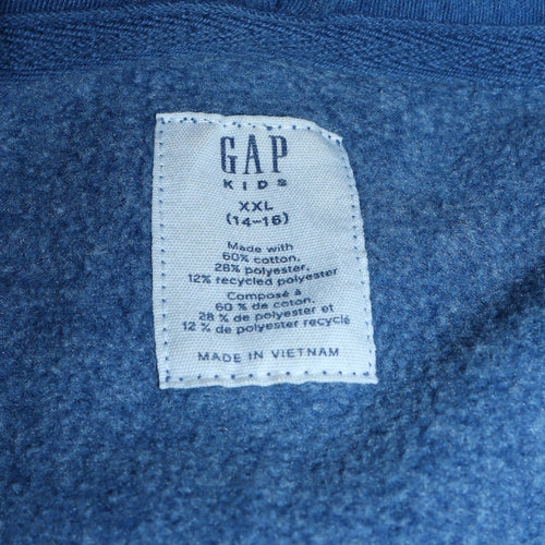 GAP Boys Blue Full Zip Hoodie 14-16 Years Logo Fleece Sweatshirt
