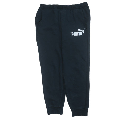 Puma Men's Black L Logo Sweatpants Joggers Elastic Waist